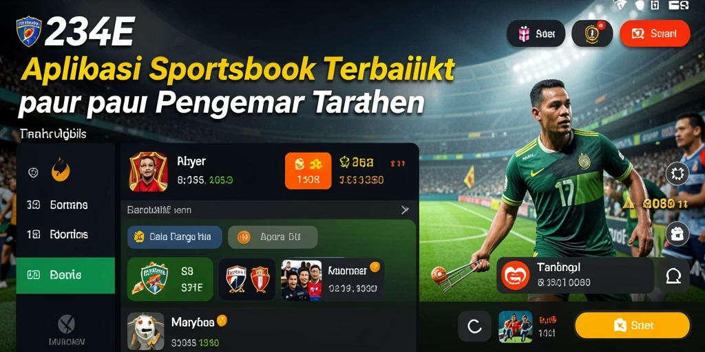 Tampilan utama 234E dengan berbagai pilihan taruhan olahraga.