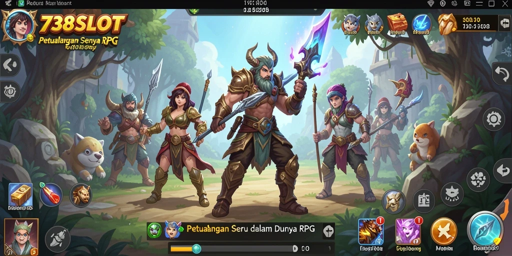 Tampilan aksi seru dalam gameplay 738SLOT di dunia RPG.