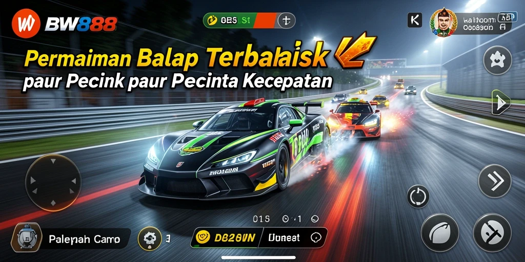 Screenshot gameplay BW888 menampilkan balapan yang menegangkan di jalur yang menantang.