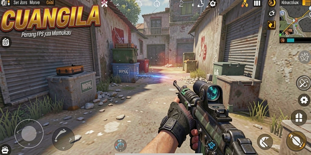 Screenshot gameplay CUANGILA menampilkan aksi tembak-menembak yang mendebarkan.