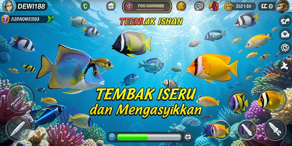 Screenshot gameplay DEWI188 yang menampilkan aksi seru menembak ikan.