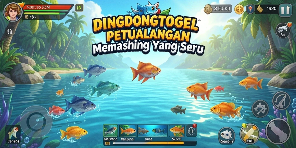 Screenshot DINGDONGTOGEL menampilkan petualangan memancing yang seru dan menantang.