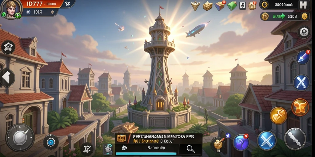Tangkapan layar gameplay <strong>ID777</strong> yang menampilkan aksi menara pertahanan yang mendebarkan.