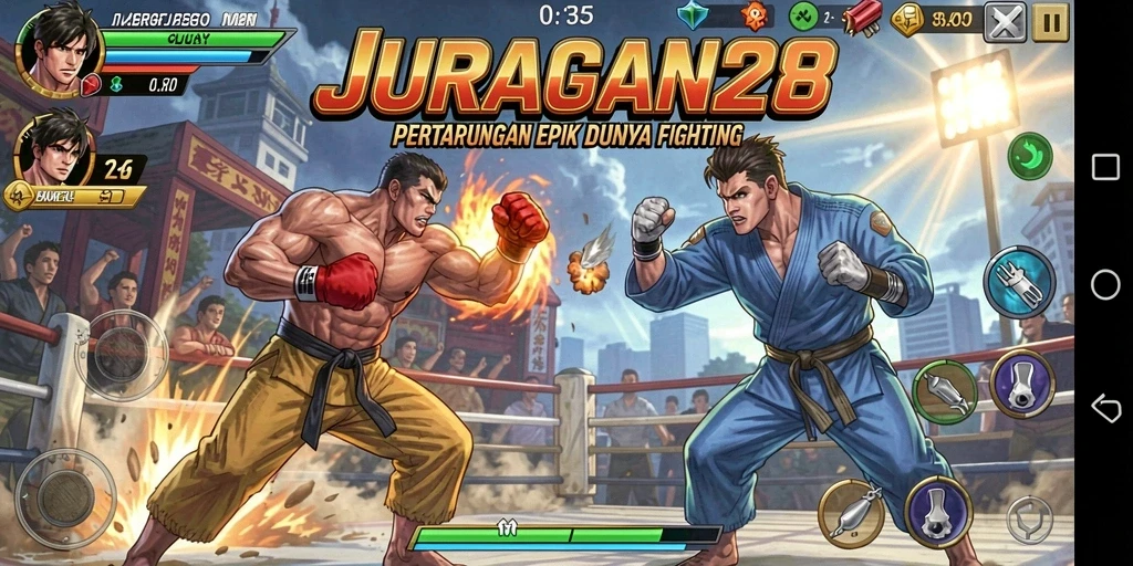 Tangkapan layar menampilkan pertarungan epik di JURAGAN28.