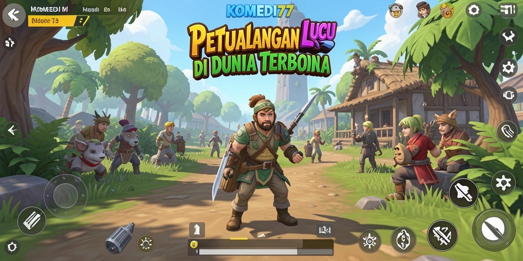 Tangkapan layar gameplay yang menunjukkan kebebasan menjelajahi dunia KOMEDI77.