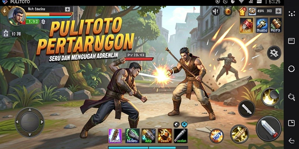 Tampilan gameplay seru PULITOTO menampilkan pertarungan intens.