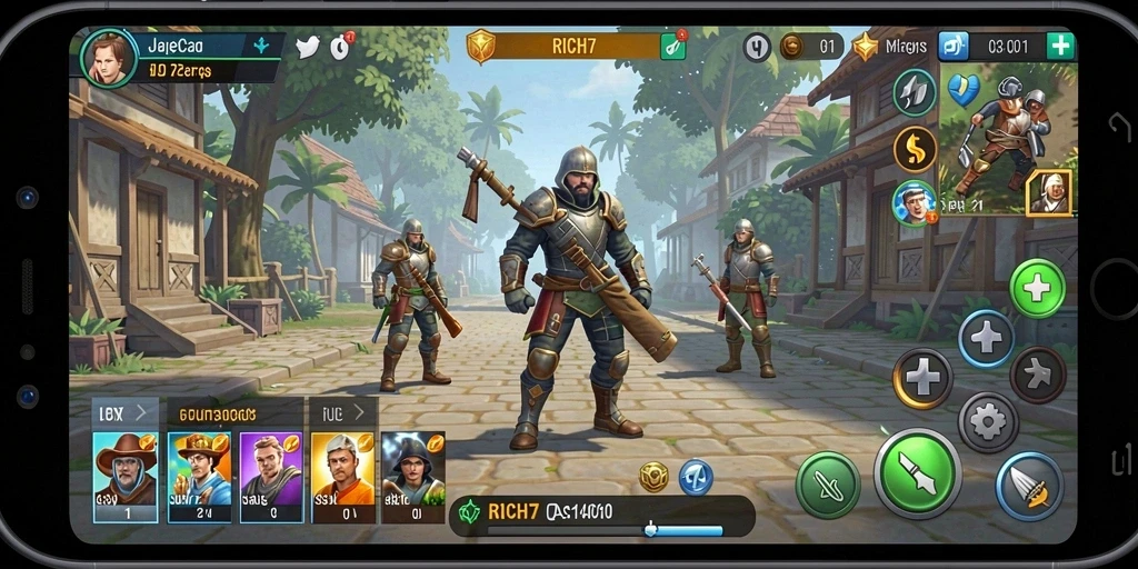 Tangkapan layar RICH7 menampilkan aksi pertempuran yang mendebarkan dan taktik strategis.