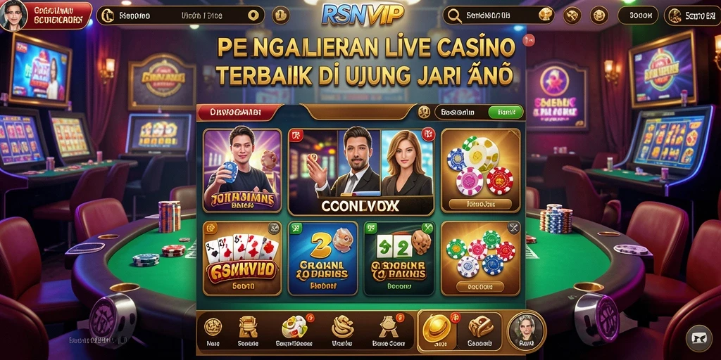 Tampilan menarik gameplay Live Casino RSNVIP dengan dealer langsung.