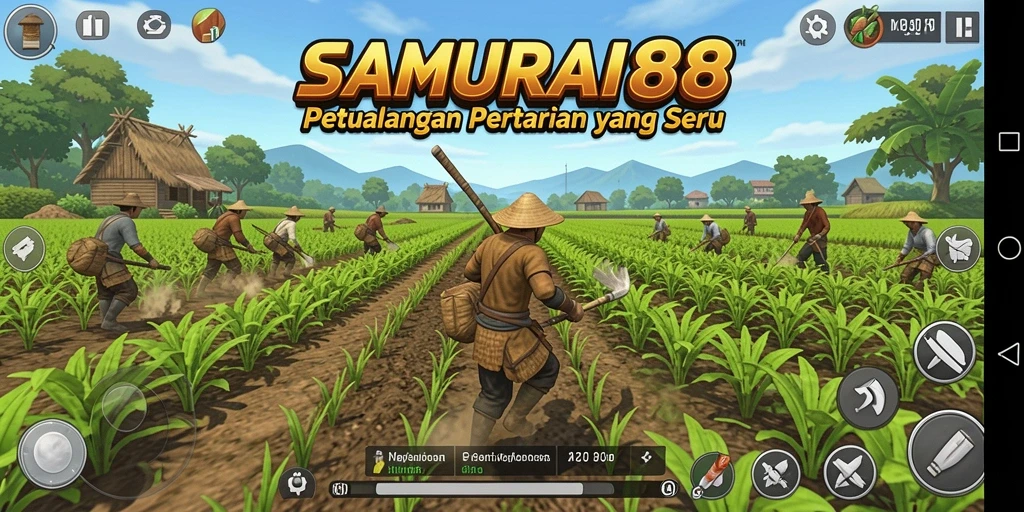 Tampilan gameplay menarik dalam SAMURAI88 saat bertani.
