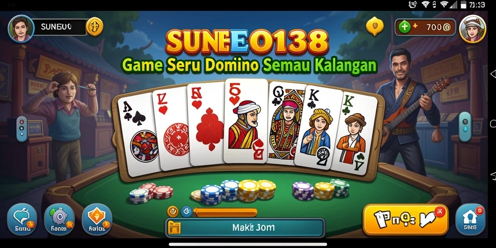 Screenshot SUNEO138 menampilkan gameplay Domino yang seru dan interaktif.