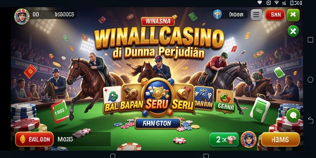 Tampilan balapan intens di WINALLCASINO dengan mobil kustom yang mencolok.